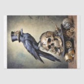 Raven on Skull with Steampunk Accents Decoupage 薄葉紙 (正面)