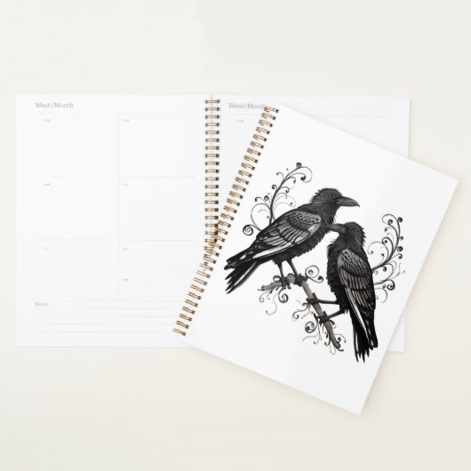 Raven Pair Black Quilling design プランナー手帳 (ディスプレー)