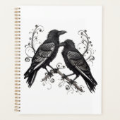 Raven Pair Black Quilling design プランナー手帳 (正面)