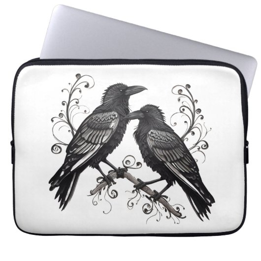 Raven Pair on a Vine Electronics Laptop Bag ラップトップスリーブ (正面)