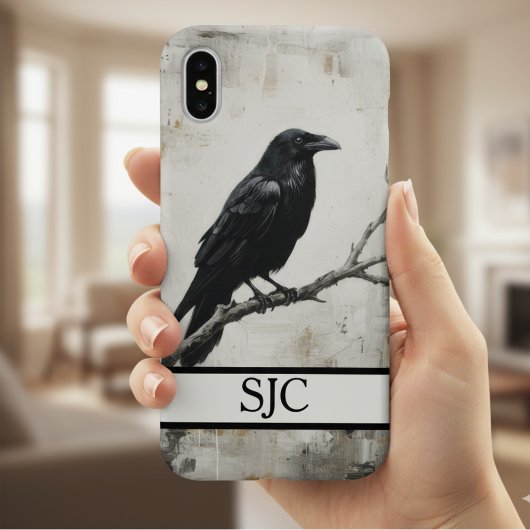 Raven Perched Phone Case - Rustic Grunge iPhone 16ケース