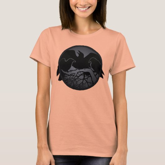 Raven Ringer Shirt Raven Women's Crow Art Shirts Tシャツ (正面)