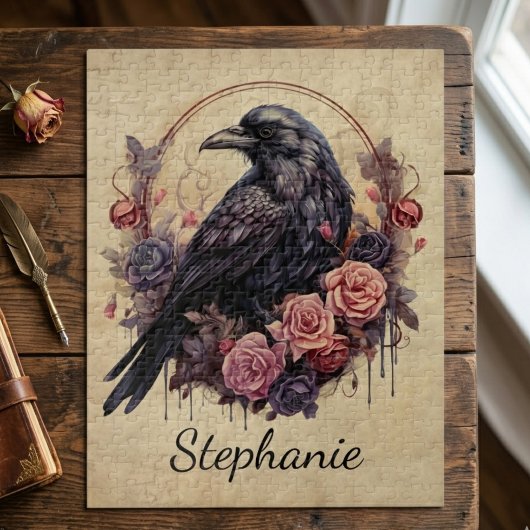 Raven & Roses – Gothic Floral Gift for Her ジグソーパズル