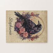 Raven & Roses – Gothic Floral Gift for Her ジグソーパズル (横)