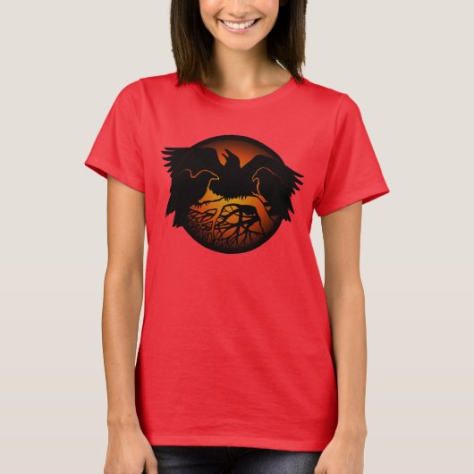 Raven Shirts Raven オーガニック Crow Bird Art Tシャツ (正面)