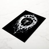 Raven Skull Silver Frame Goth Wedding 箔招待状 (回転した状態)