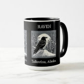 Raven: Talkeetna、アラスカ黒白 マグカップ (正面右)