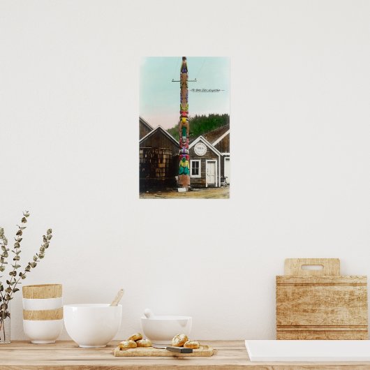 Raven TotempoleWrangellのビュー， AK ポスター (キッチン)