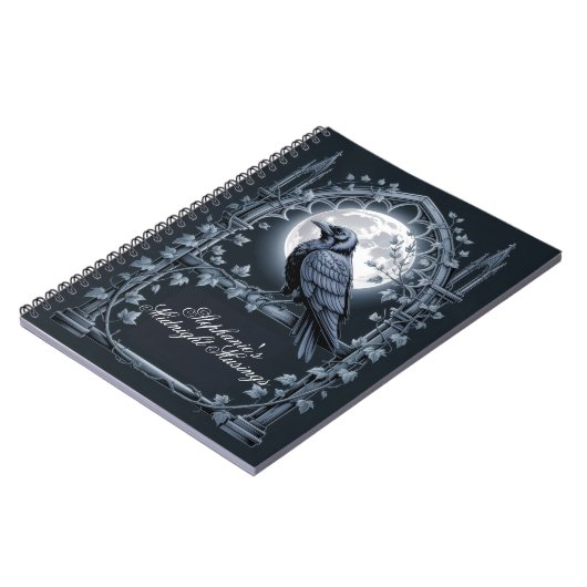 Raven Under Moon Gothic Midnight Journal ノートブック (左側)