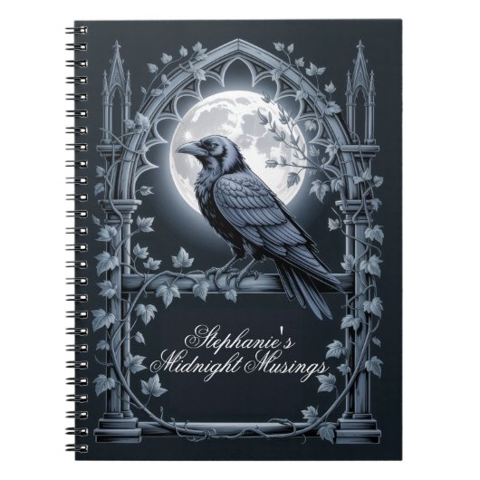Raven Under Moon Gothic Midnight Journal ノートブック (正面)