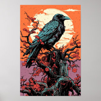 Raven Wall Poster、アートイラストレーション ポスター