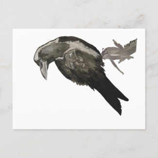 Raven Watercolor Postcard ポストカード