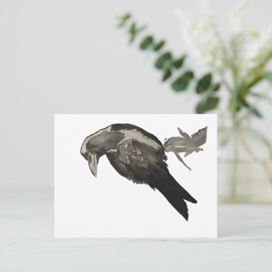 Raven Watercolor Postcard ポストカード (スタンド正面)