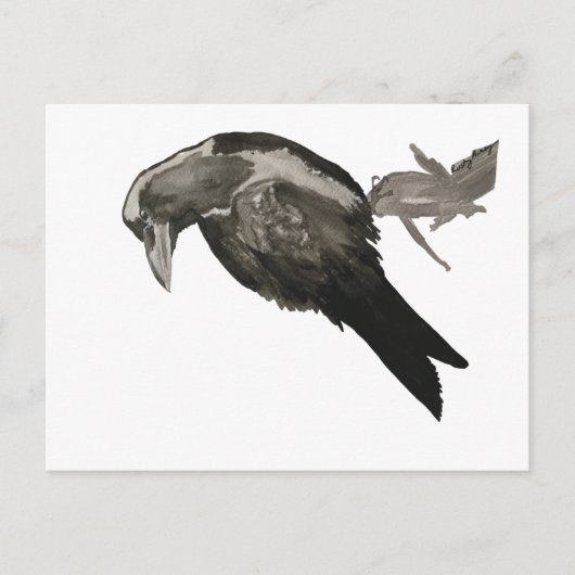 Raven Watercolor Postcard ポストカード (正面)