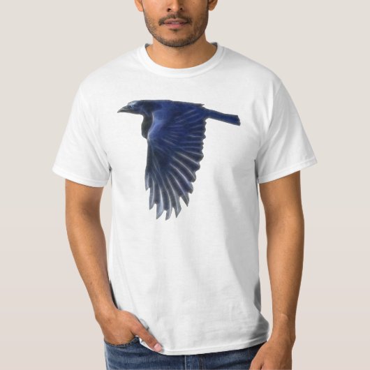 Raven Wildlife飛んでいる Artバリューシャツ Tシャツ (正面)