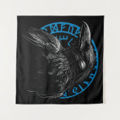 Raven with Norse Runes - Dark Art タペストリー (正面(横))