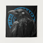 Raven with Norse Runes - Dark Art タペストリー (正面)