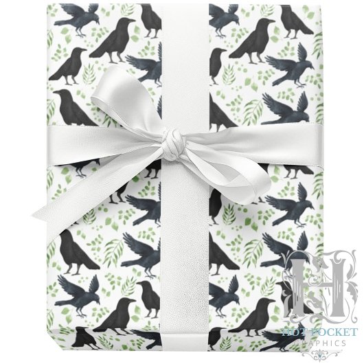 Raven Wrapping Paper in White ラッピングペーパー