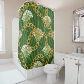 Ravenala & 金ゴールドチェーン：ヴィンテージエレガンス シャワーカーテン (インサイチュ)