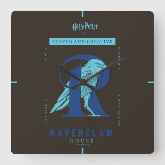 RAVENCLAW™ハウスクラシーとクリエイティブ スクエア壁時計 (正面)