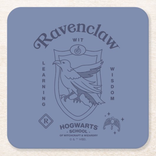 RAVENCLAW™ 知恵と学習のクラウンハウス・クラスト スクエアペーパーコースター (正面)