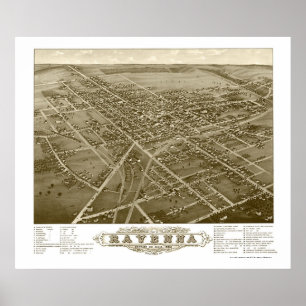 Ravenna, OHパノラママップ – 1882 ポスター