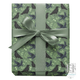 Ravens Gift Wrapping Paper in Green ラッピングペーパー