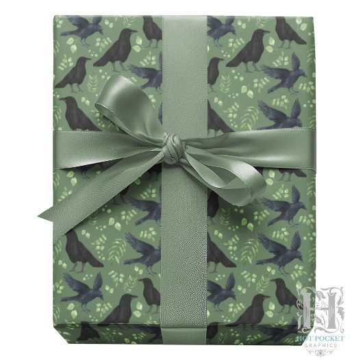 Ravens Gift Wrapping Paper in Green ラッピングペーパー
