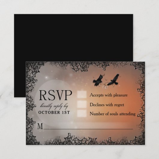 Ravens Halloween RSVP 3.5x5対応の返信カード (正面/裏面)