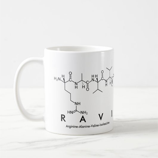 Raviペプチド名mug コーヒーマグカップ (左)