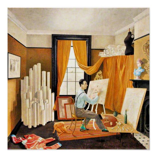 Ravilious – エドワード・バーデン彼のスタジオで働く ポスター (正面)