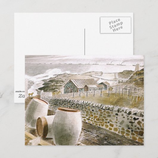 Ravilious – 島を通過するConvoy ポストカード (正面/裏面)