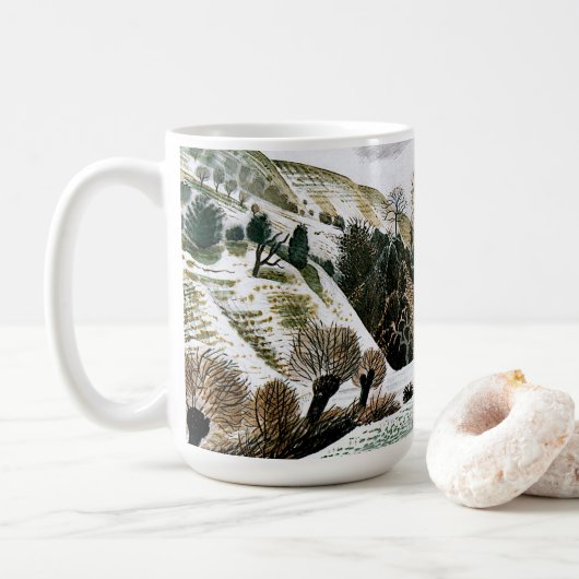 Ravilious - 新年の雪 ファインアート コーヒーマグカップ (ドーナツ)