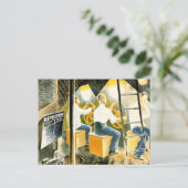 Ravilious – 潜水艦コントロールを操作する男性 ポストカード (スタンド正面)