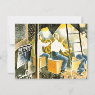 Ravilious – 潜水艦コントロールを操作する男性 ポストカード