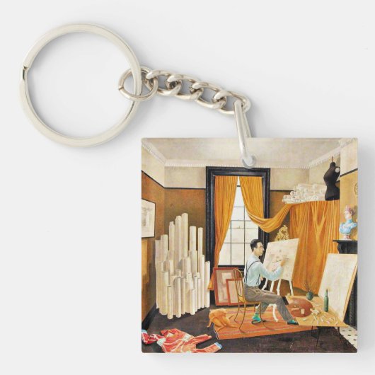 Ravilious - Edward Bawden Working in His Studio キーホルダー (正面)