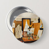 Ravilious - Edward Bawden Working in His Studio 缶バッジ (正面&裏面)