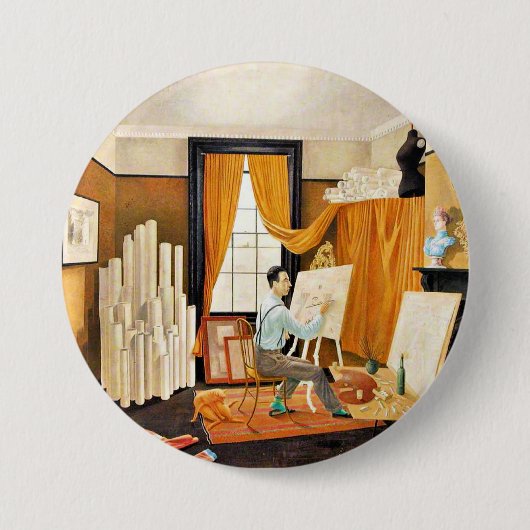 Ravilious - Edward Bawden Working in His Studio 缶バッジ (正面)