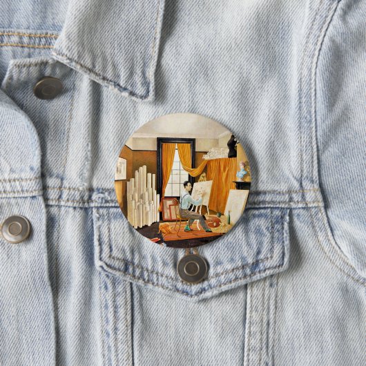 Ravilious - Edward Bawden Working in His Studio 缶バッジ (インサイチュ)