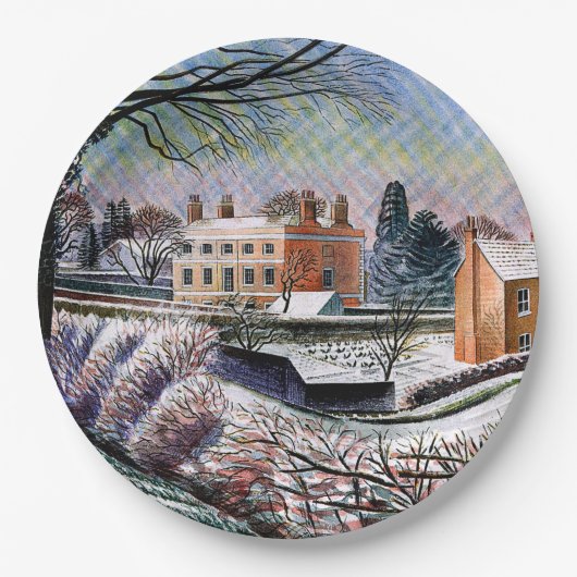 Ravilious - Vicarage in Winter,  ペーパープレート (正面)