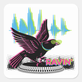 Ravin' Raven Squareステッカー スクエアシール