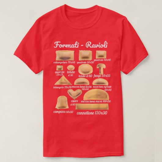 Ravioliフォーマット、イタリアンCooのための食品の指示 Tシャツ (デザイン正面)