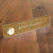 Raw Bronzeの金ゴールド動揺して岩の表面のテクスチャ デスクネームプレート (側面)