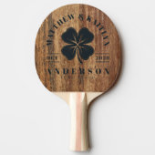 Raw Cedar Wood Irish Lucky Clover Wedding Crest 卓球ラケット (裏面)