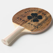 Raw Cedar Wood Irish Lucky Clover Wedding Crest 卓球ラケット (正面アングル)