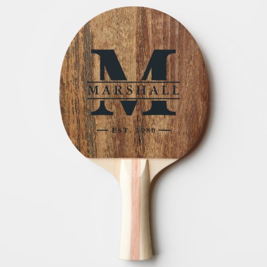 Raw Cedar Wood Monogram & Name Overlay 卓球ラケット (裏面)