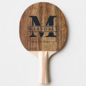 Raw Cedar Wood Monogram & Name Overlay 卓球ラケット (正面)