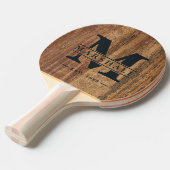 Raw Cedar Wood Monogram & Name Overlay 卓球ラケット (正面アングル)