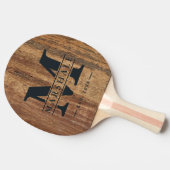 Raw Cedar Wood Monogram & Name Overlay 卓球ラケット (横)