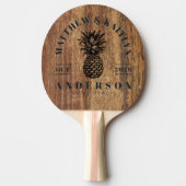 Raw Cedar Wood Tropical Pineapple Wedding Crest 卓球ラケット (正面)